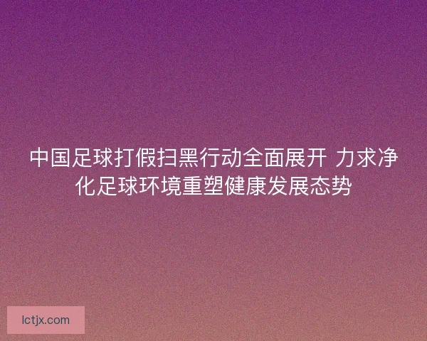 中国足球打假扫黑行动全面展开 力求净化足球环境重塑健康发展态势