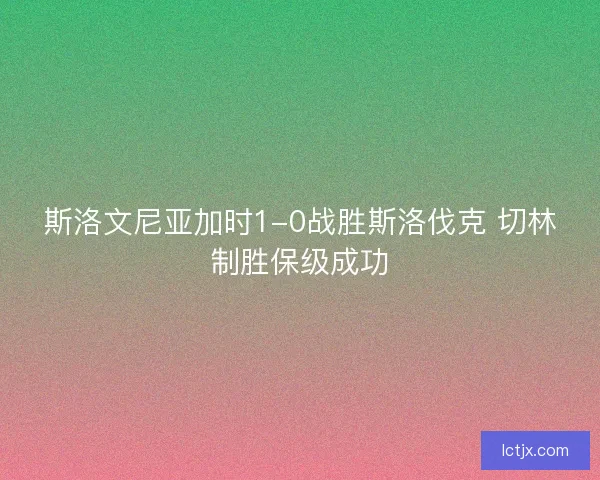 斯洛文尼亚加时1-0战胜斯洛伐克 切林制胜保级成功